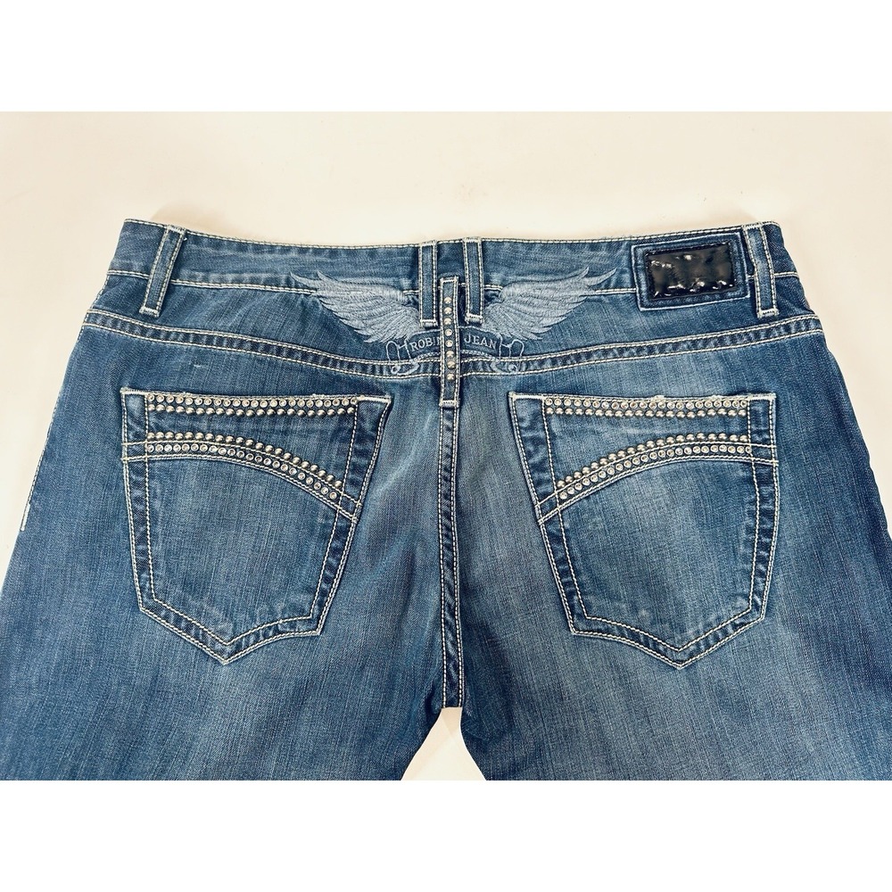 Robin's Jeans Marlon Straight Blue Studded Rhinestone Blue Men's Size 40X36